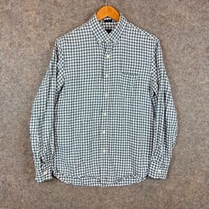 J.Crew Baird Mcnutt Linen Shirt Mens Medium Blue Gingam Button Down Slim Preppy